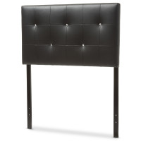 Baxton Studio BBT6432-Black-Twin HB Kirchem Upholstered Twin Size Headboard